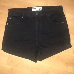 Black denim shorts